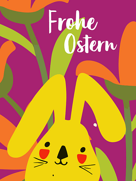 Oster-Gutscheinmotiv mit fruehlingshaftem Design.